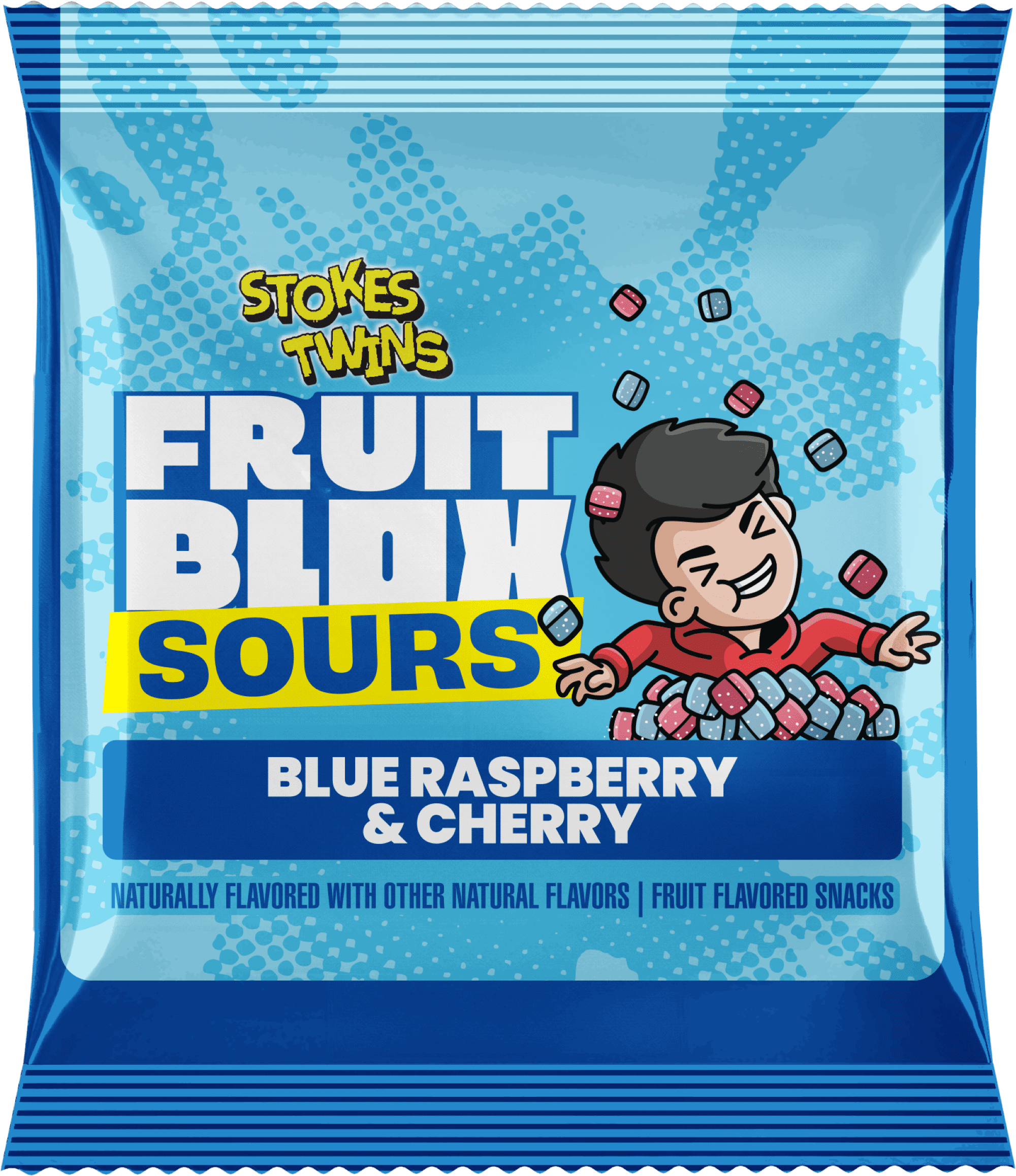 FruitBlox Stokes Twins Sour Fruit Snacks, Blue Raspberry and Cherry, 22 Count