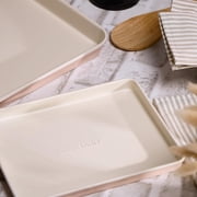 Country Kitchen Baking Pans, 13-Piece Stackable Nonstick Bakeware Set, Light Pink