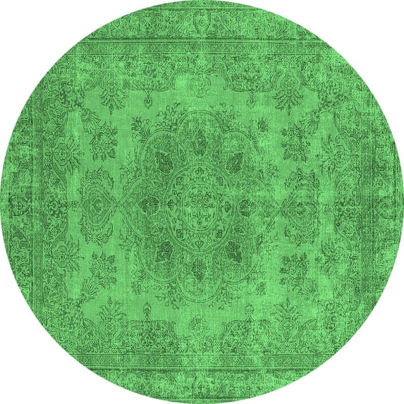 Ahgly Company Indoor Round Oriental Emerald Green Industrial Area Rugs, 3' Round
