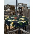 thumbnail image 2 of Outdoor Tablecloth with Umbrella Hole for Patio/Picnic/Party/Camping, Lemons Leaves Waterproof Table Cloth Round Cover Washable, Summer Fruits Floral Botanical Black (Dia 54"), 2 of 8