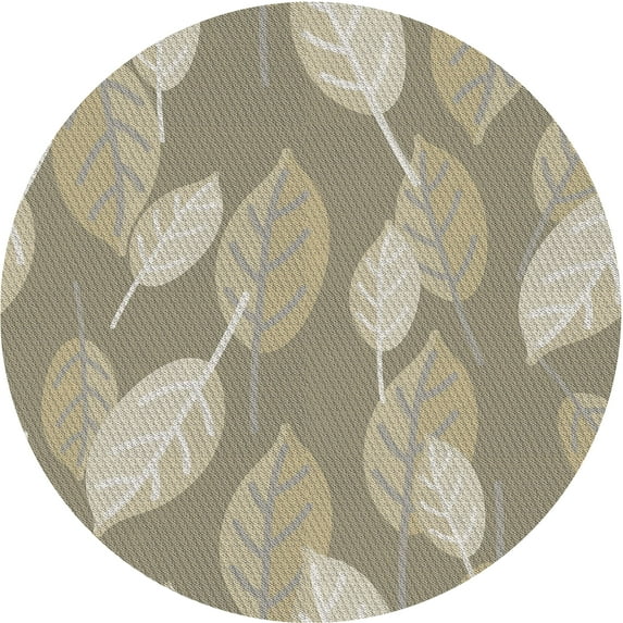 Ahgly Company Machine Washable Indoor Round Transitional Dark Moccasin Green Area Rugs, 5' Round