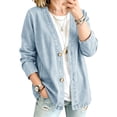 thumbnail image 2 of JULMCOMO Jean Jacket Women 3/4 Sleeve Button Down Loose Casual Denim Cardigan Relaxed Fit Collarless Denim Jacket Light Blue 2XL, 2 of 9
