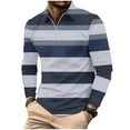 thumbnail image 2 of Haoxianjian Shirts For Men Big&nbsp;&&nbsp;Tall&nbsp;Shirts&nbsp;For&nbsp;Men Men'S Casual Striped Printed Zipper T-Shirt Shirt Long Sleeved Lapel Top/Shirt Cozy Sport Outwear, 2 of 6