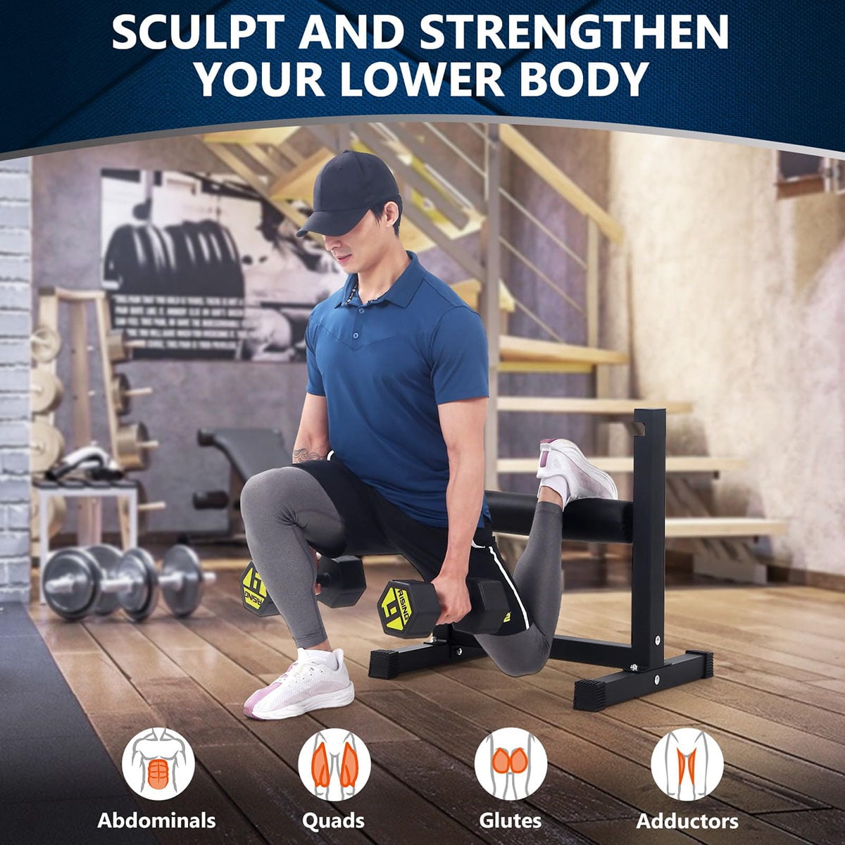 Soonbuy Bulgarian Split Squat Stand, Single Leg Squat Roller, Split Squat Stand with 7 Adjustable Roller Heights, Ideal for Squats, Leg Lunges, Bodyweight & Lower Body Strength Training