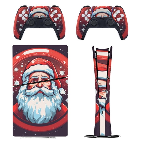 Skin Sticker for PS5 Slim Standard Disc Digital Edition Console and Controllers Decals for Playstation 5 (Ginger Snowman Crystal Ball,PS5 Slim)