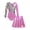 Pink, variant on Doomiva Kids Girls Printed Patchwork Long Sleeve Gymnastics Ballet Dance Leotard Bodysuit with Pleated Skorts Skirt Set Purple 10