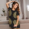 thumbnail image 3 of Wukai Gold Mandala Print Women's Loose Short Sleeve Nightgown, Soft Sleep Dress for Comfortable Relaxation, Casual Lounge Wear, 3 of 6