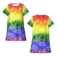 thumbnail image 5 of Lafuoo Colorful Tie Dye Pattern Women's Short-sleeved Nightdress, Knee-length Pullover Nightgown, Summer Home Wear-Small, 5 of 8