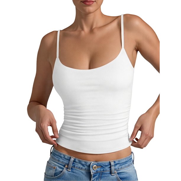 Camiseta sin mangas AURUZA para mujer con doble forro, color crema S