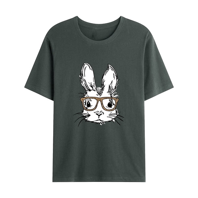 T-Shirt Décontracté pour Hommes à Col Rond Imprimé de Pâques Manches Courtes