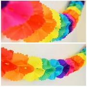 Rainbow Colored Flower Tissue Paper Hanging Garland for All Events