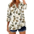thumbnail image 2 of Danhjin Print Button Down Shirts for Women 3/4 Sleeve Loose Fashion Shirts Casual Going out Fall Summer Spring Tops, 2 of 7