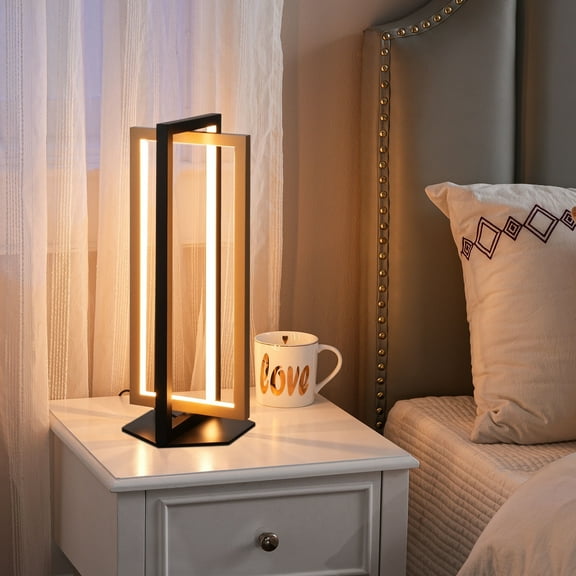EDISHINE LED Table Lamps, 15.9-Inch Modern Dimmable Bedside Lamp, 3 Color Temperature Adjustable Gold and Black Body