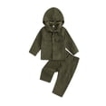 thumbnail image 1 of ZAXARRA Toddler Boy 2 Piece Outfits Corduroy Long Sleeve Hooded Button Closure Jacket with Pants Set Fall Winter Clothes, 1 of 7