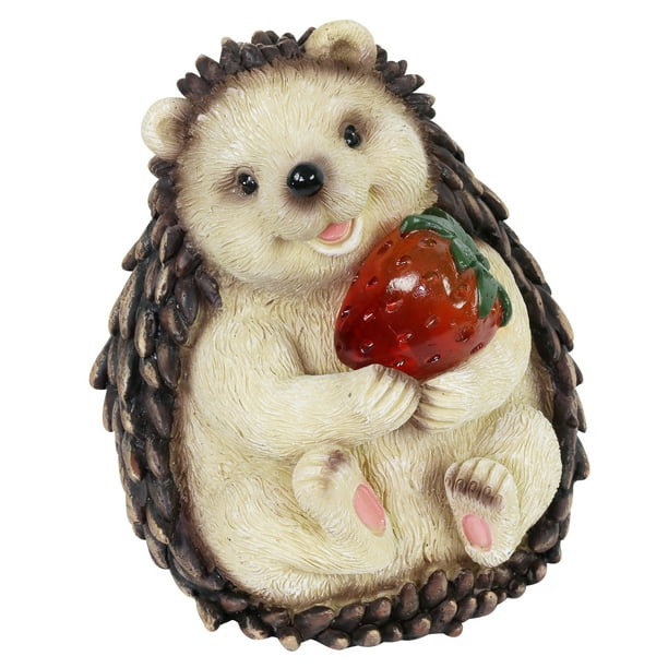 Exhart Solar Hedgehog Statue, 6 inch, Resin, Multicolor