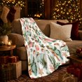 thumbnail image 3 of Coastal Christmas Flannel Blanket, Cream Teal Red Surfboard Shell Starfish Coral Pine Berry Pattern for Sofa Couch Bed Living Room Bedroom Home Decor Holiday Gift for Beach Lovers, 3 of 7
