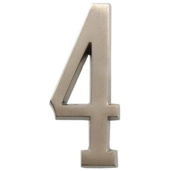 4 in. Nickel Distinctions Zinc Die-Cast Adhesive Plaque Number - 4 -  3 Piece