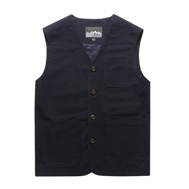 Chaleco Minnieouse Chalecos de algodón cómodos y elegantes con bolsillos para hombres Azul oscuro 8XL