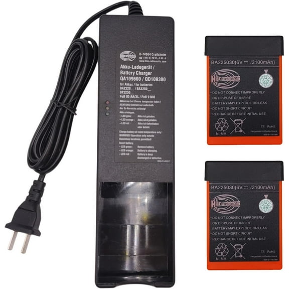 (2Pc BA225030 Batteries   1Pc Charger) 3.6V 2100mAh BA225030 HBC Remote Control Rechargeable Battery with AC 100V ~ 240V D-74564 QA109600 Charger