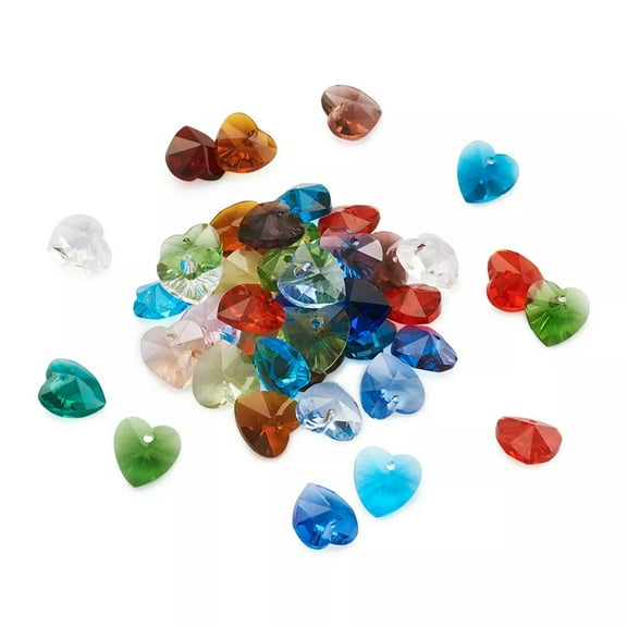 U8MO 200pcs Faceted Heart Transparent Glass Pendants Mini Dangle Charms Craft 10x10mm