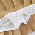 thumbnail image 4 of Girls Solid Color Pleated Skirt, Korean Style School Uniform Skirt with Anti-Slip Lining, Casual High Waist Skirt for Teen Girls Daily Wear Khaki 130, 4 of 7