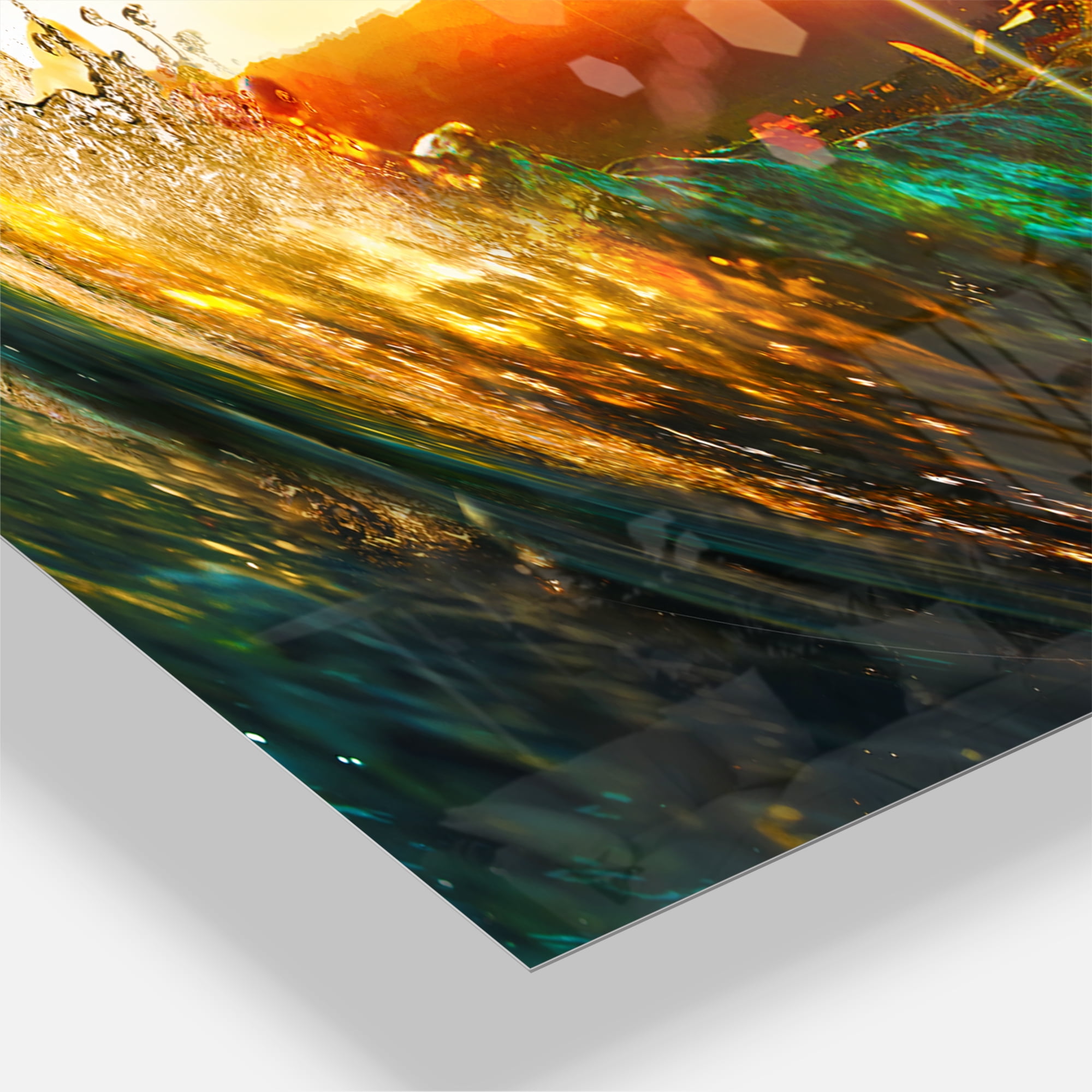 Designart 'Colored Ocean Waves Falling Down' Modern wall clock