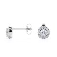 thumbnail image 3 of Pendientes con Diamantes Redondos de 0,48 Quilates Diseño de Halo Engastados con 8 Puntas Chapado en Oro Blanco de 18 K sobre Plata JeenMata, 3 of 4