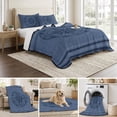 thumbnail image 6 of Twin XL Quilt Set 68''x98'', Nautical Compass Lightweight Summer Bedspread Coverlet Set with 2 Pillow Shams, Navy Blue Striped Coastal Compass Breathable All Season Quilt Bedding for Dorm/Guest Room, 6 of 9