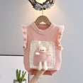 thumbnail image 2 of CYRBOKO Toddler Girls Sweater Vests, Gift Crewneck Casual Sleeveless Knit Pullover Pink Size 2-3 T, 2 of 9