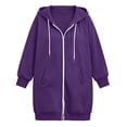 thumbnail image 5 of Aboser Womens Zip Up Long Hoodies Trendy Long Sleeve Jackets Double Zipper Hooded Sweatshirt Plus Size Drawstring Hoodie Jacket with Pockets, 5 of 7