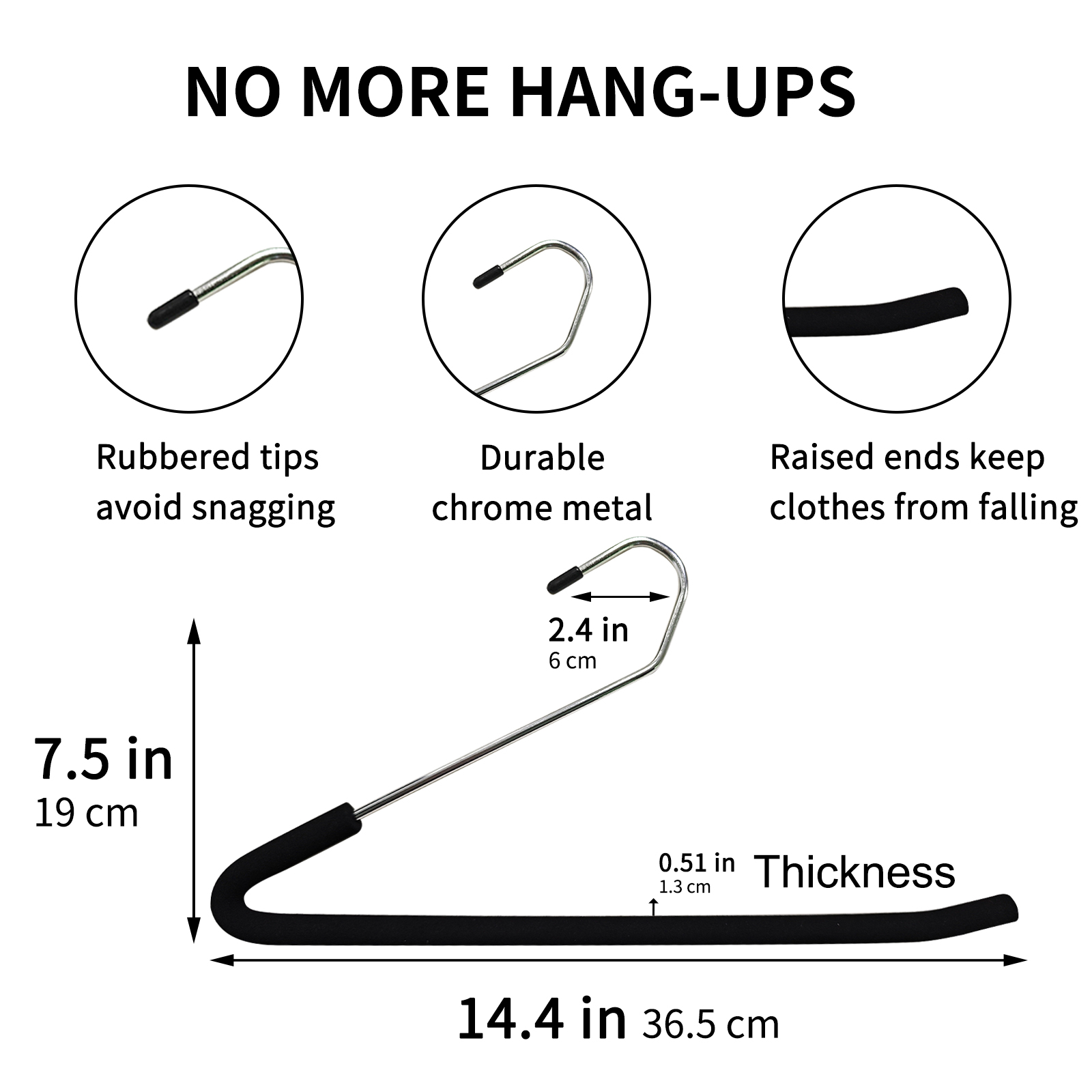 SLMT Pants Hangers Open Ended 10 Pack Heavy Duty Metal Clothes Hangers for Jeans, Trousers, Slacks Non-Slip Sponge Padded No Crease