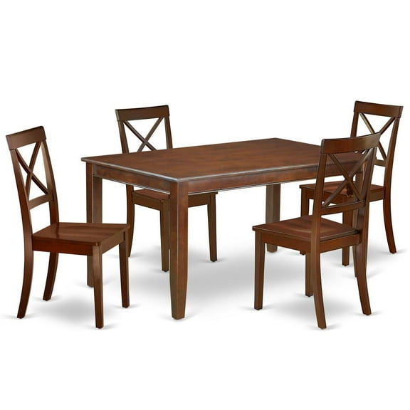East West Furniture Dining Room Set Mahogany, DUBO5-MAH-W