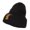 Black, variant on Stag Emblem Embroidered Long Beanie - Black OSFM