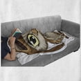thumbnail image 5 of Owls Soft Flannel Fleece Throw Blanket, Owl in Pilot Hat Big Eyes Caricature Characters Wildlife Humor Comic, Cozy Plush for Indoor and Outdoor Use, 50" x 70", Yellow Brown Cocoa, by Ambesonne, 5 of 5