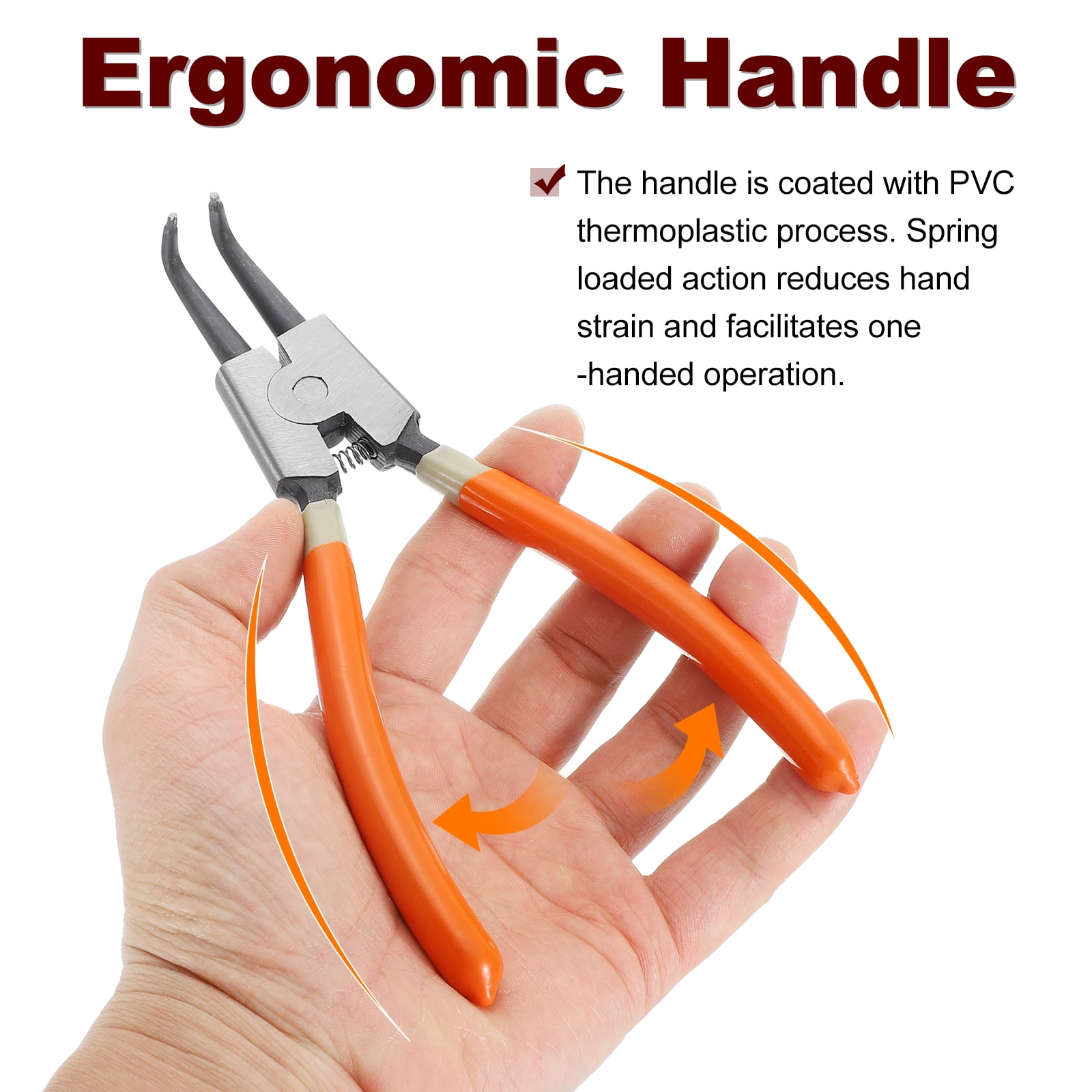2pcs Snap Ring Plier Set 7" External Circlip Pliers with 0.08" Straight/Bent Jaw Tip for Ring Remove Retaining Pliers