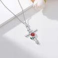 thumbnail image 4 of Birthstone Cross Necklace 925 Sterling Silver Rose with Butterfly Birthstone Cross Pendant Necklace Jewelry Gifts for Women Birthday Christmas, 4 of 6