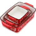 thumbnail image 1 of 3 Pack Ceramic Bakeware Set, Porcelain Rectangular Baking Dish Lasagna Pans for Cooking, Kitchen, Casserole Dishes, Cake Dinner, 12 x 8.5 x 6 Inches of Baking Pans, Banquet and Daily Use, Red, 1 of 7