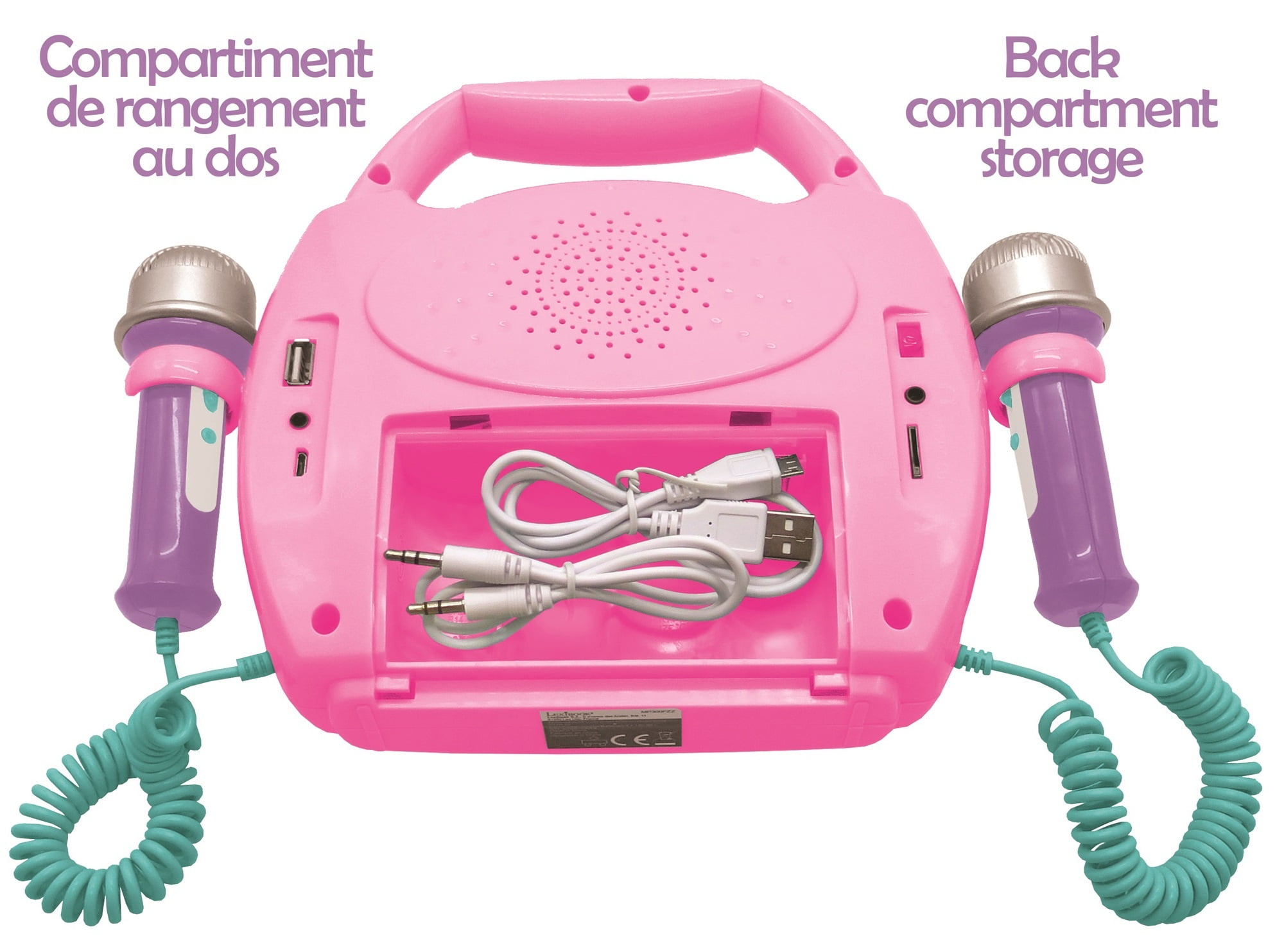 Lexibook Unicorn - Portable karaoke digital player for kids – Microphones, Light effects, Bluetooth, Record and voice changer functions, Rechargeable battery, Pink