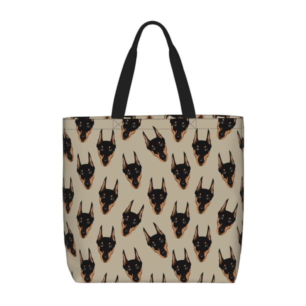 Easygdp Cute Black Dog Bolsa Tote para Mujer, Bolso de Hombro para Trabajo, Playa, Viajes, Compras y Supermercado