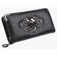 thumbnail image 1 of Cartera Larga Calavera Con Cremallera Estilo Gótico De Cuero Modelo Negro, 1 of 4