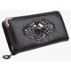 thumbnail image 1 of Cartera Larga Calavera Con Cremallera Estilo Gótico De Cuero Modelo Negro, 1 of 4