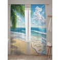 thumbnail image 4 of Summer Beach Semi Sheer Window Curtains 84 Inches Long, Coastal Ocean Tropical Palm Trees Rod Pocket Voile Silky Chiffon Curtain Treatment Drapes for Kitchen, Living Room, 52"x84", 2 Panels, 4 of 9