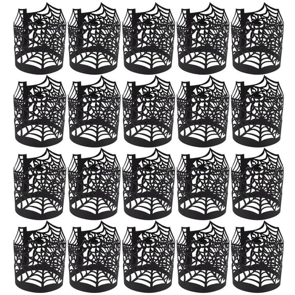 OUNONA 50pcs Spiderweb  Decorations Black Candle Wraps Paper