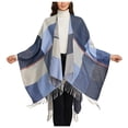 thumbnail image 5 of Women's Plaid Print Knitted Shawl Wrap Open Front Winter Cardigan Sweater Ruana Cape Warm Coat, 5 of 5