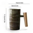 thumbnail image 4 of Tunhigl Handmade Ceramic Coffee Mug with Wooden Handle 220ml/7oz - Retro Stoneware Tea Cup for Home & Office, Japanese Style, Microwave & Dishwasher Safe, 4 of 4