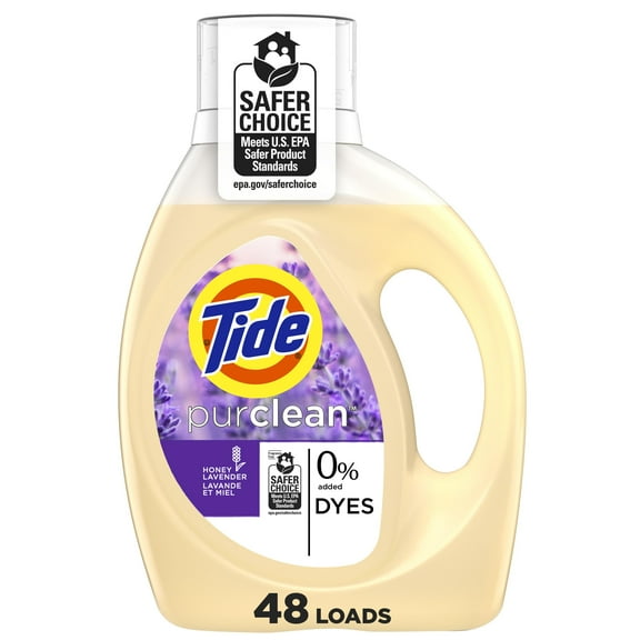 Tide Purclean Liquid Laundry Detergent, Honey Lavender Scent, 63 fl oz, 48 Loads