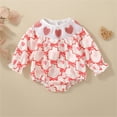 thumbnail image 2 of XAOWF Infant Girls Bodysuit Long Sleeve Bowknot Bow Cute Love Heart Printed Pullover Romper For Newborn Daily Wear Lovely Leisure Rompers 6-12 Months, 2 of 6