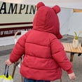 thumbnail image 5 of QUYUON Baby Denim Jacket Deals Long Sleeve Puffer Jacket Toddler Baby Boys Girls Winter Thick Down Cotton Padded Jacket Hooded Zipper Jacket Coat Red 2T-3T, 5 of 6