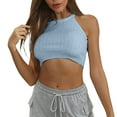 thumbnail image 2 of HBFAGFB Débardeurs pour Femmes Mode Col Rond Ajusté Sans Manches T-Shirt Polyvalent Gilet Bleu Taille G, 2 of 5