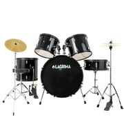 LAGRIMA 5 Piece Full Size Drum Set with Stand, Cymbals, Hi-Hat, Pedal, Adjustable Drum Stool and 2 Drum Sticks for Adult/Kids(Black, 22 Inches)